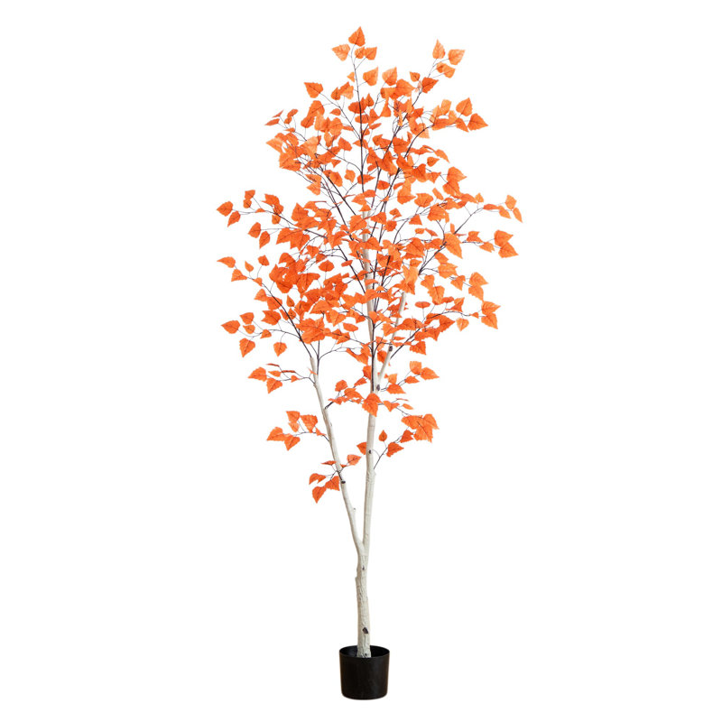 Autumn Paper Birch Artificial Fall Tree, 84" H x 32" W x 32" D
