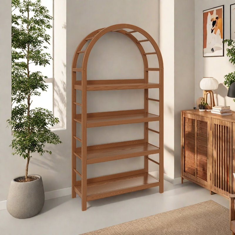 Une bibliothèque classique et durable, (4 tablettes) H 63,9 po x l 33,4 po x P 11,8 po, Marron foncé
