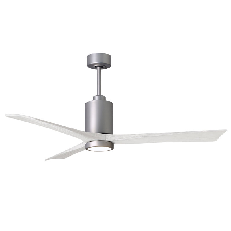 Patricia LED Downrod Ceiling Fan, Matte White, Brushed Nickel, 60"