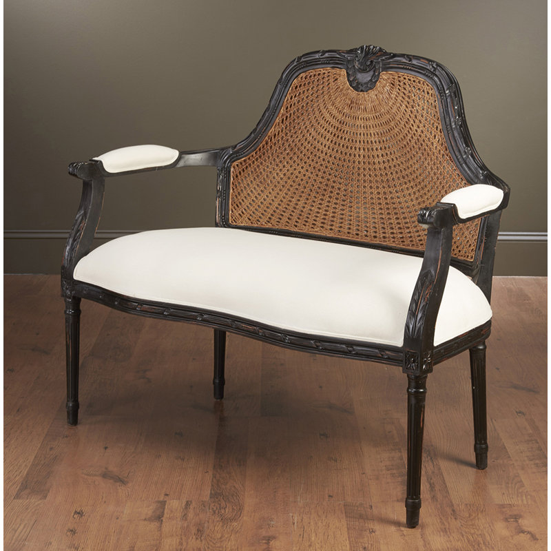 Moyne Linen Square Arm Settee, Cream