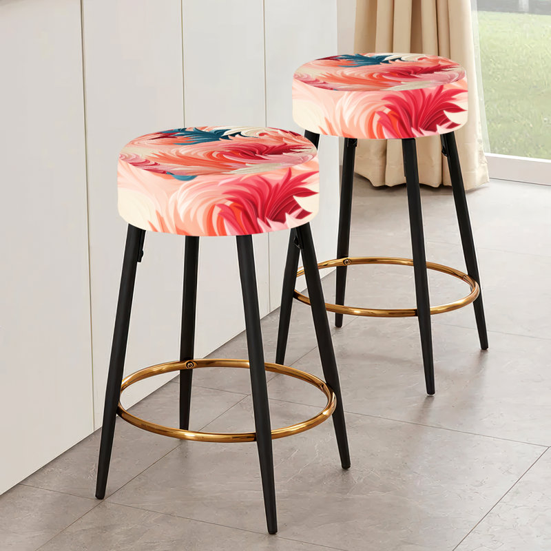 Corail en toile motif tropical - ensemble de 2 tabourets de bar tropicaux