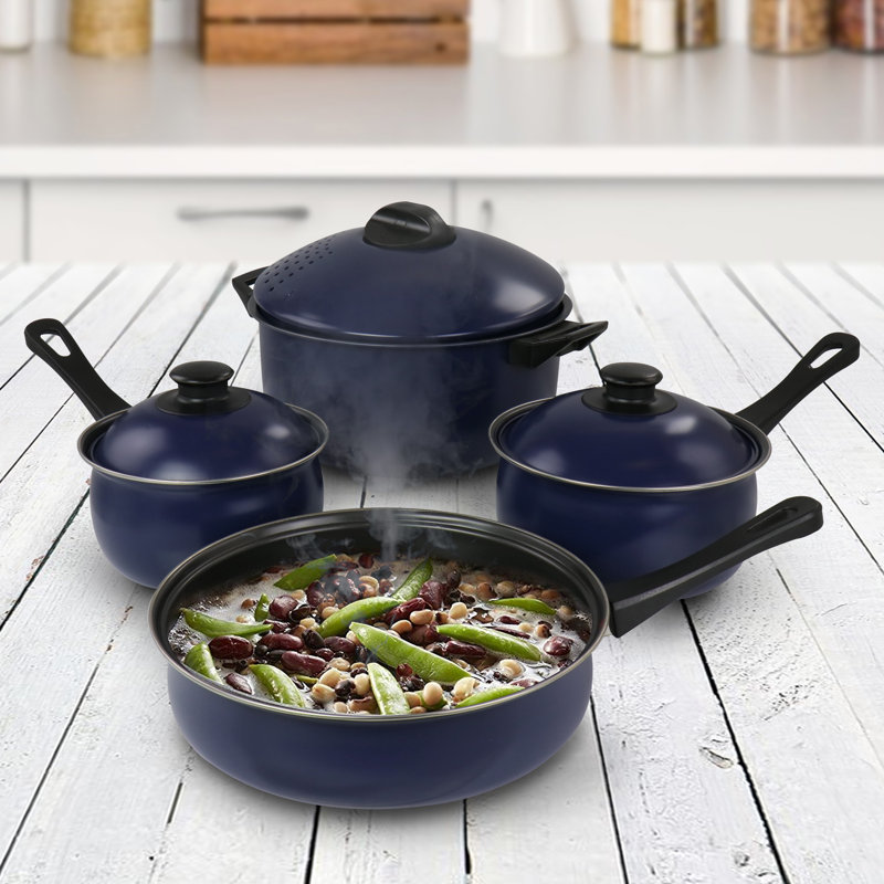 Gibson Oceania 7 Piece Carbon Steel Non Stick Cookware Set