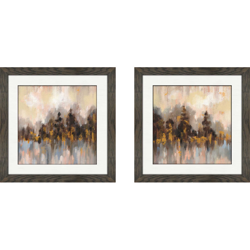 " Blushing Forest I " by Silvia Vassileva 2 - Pieces, 16.5" H x 33" W x 1" D, White Mat