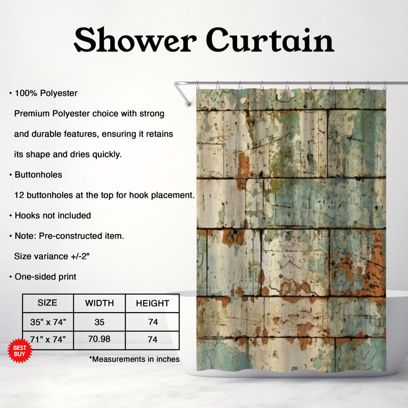 Rideau de douche Classic Mosaic, H 74 po x l 71 po
