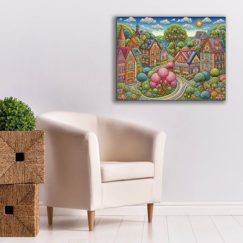  «Quilt Style Scene 2» par Rey Klimt, art mural sur toile, 34 po x 26 po