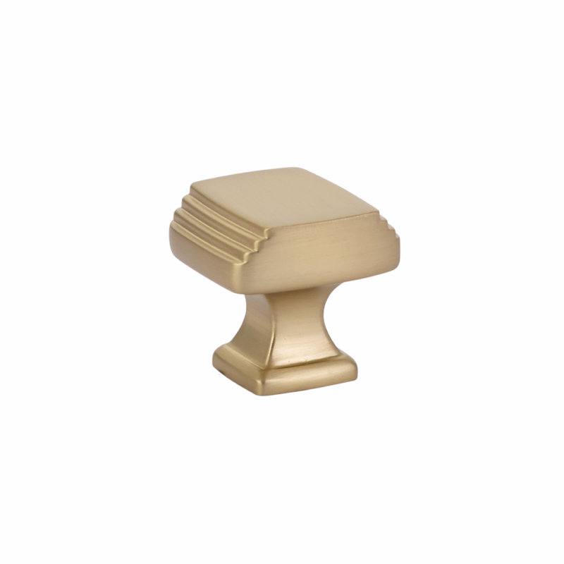 Art Deco Square Knob, Satin Brass