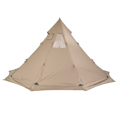 Hot Tent For 4-6 Persons, Portable Winter Tipi Tent With Stove Jack, Waterproof Canvas Camping Tents, Lightweight 4 Season Shelter Tents For Hiking Fishing Backpacking, L Size