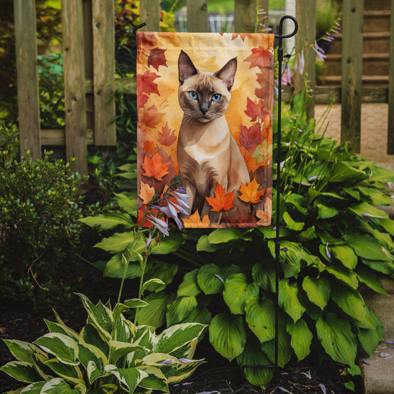 Chat en feuilles d'automne drapeau de jardin, Tonkinois