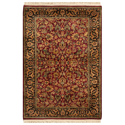 Hand-Knotted High-Quality Red and Black Area Rug