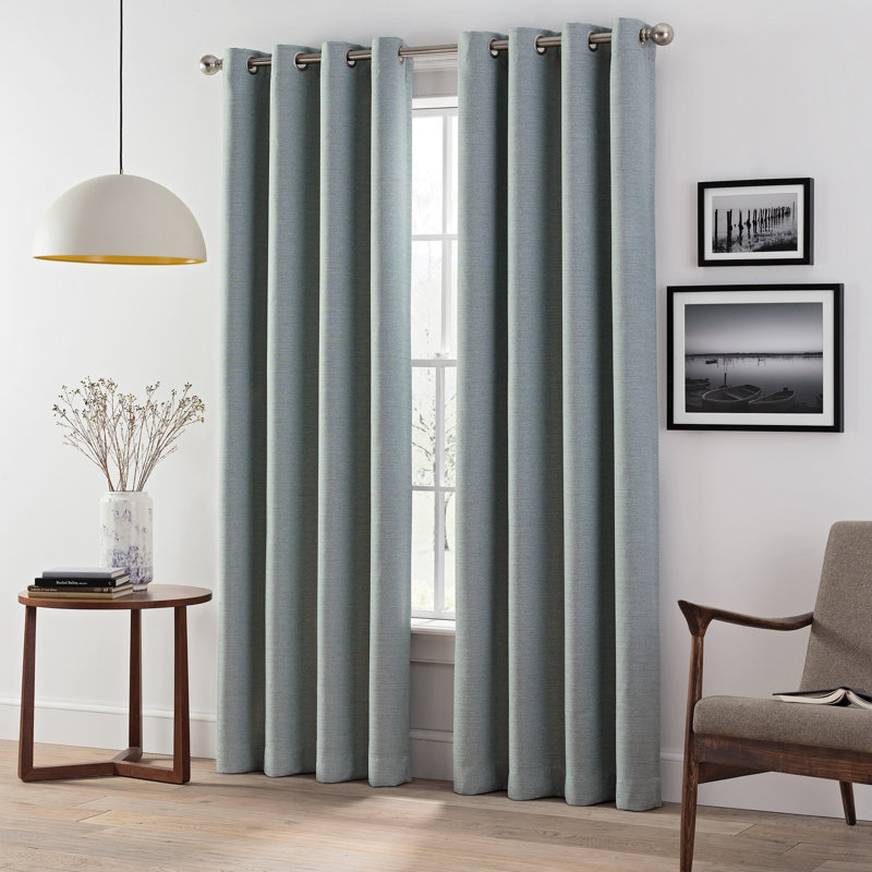 Eclipse Wyckoff Blackout Thermaweave, Grommet Window Curtain Panel Pair, Spa, 52" x 108"