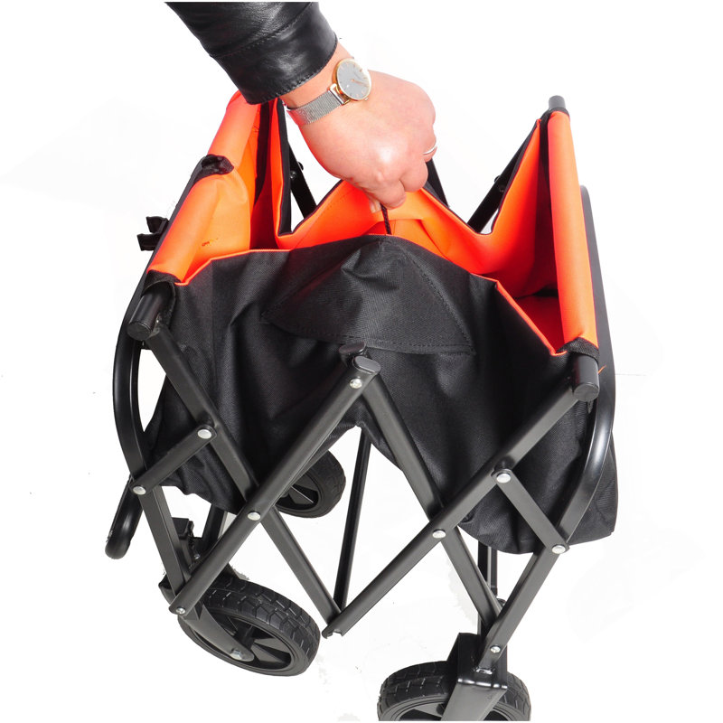 Mini chariot de plage pliable de jardinage de chariot (noir + jaune), H 36,22 po x l 19,89 po x P 30,31 po, Noir / Jaune