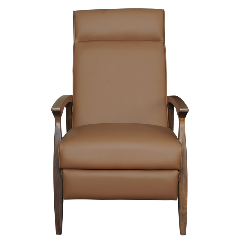 Fauteuil inclinable en cuir Piedmont, Brun, Bois de noyer