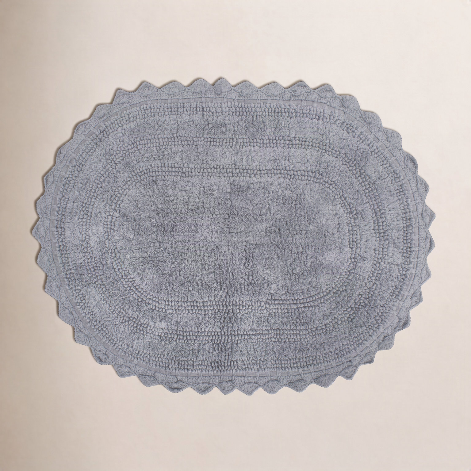 Lisk Oval Cotton Bath Rug, 21" W x 34" L, Gray