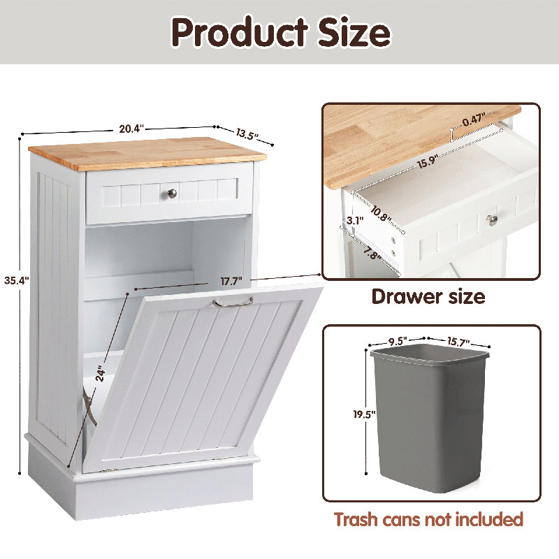 Armoire poubelle inclinable Havant, Blanc
