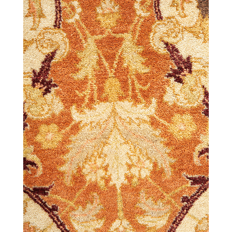 Tapis unique noué à la main Keenan - bronze, 6 pi 1 po x 8 pi 10 po