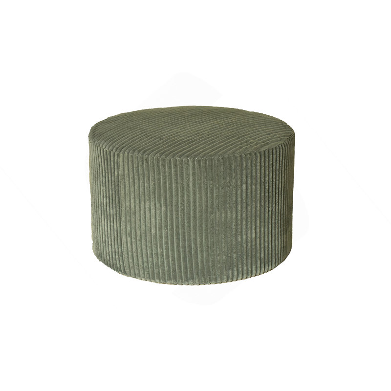 Corduroy Upholstery Full Compressed Ottoman, Dark Green