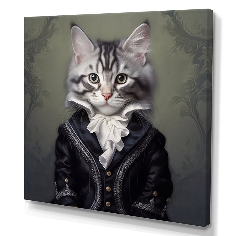 Chat, impression sur toile, Elegant Whiskers, H 24 po x l 24 po x P 1 po, Toile tendue