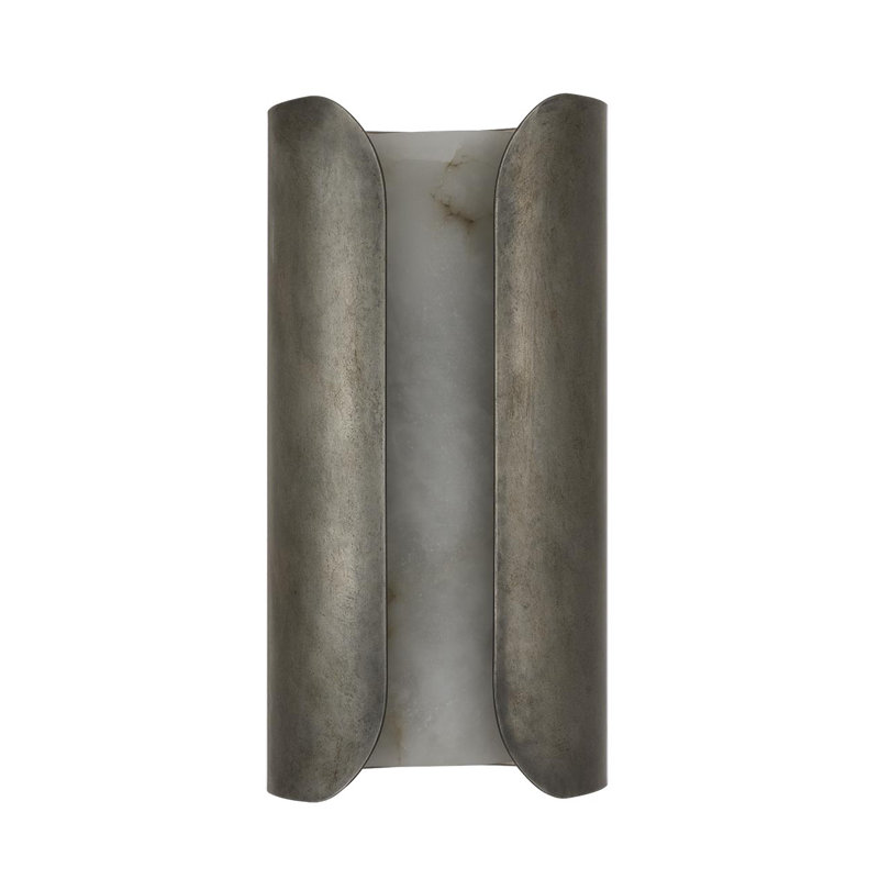 Anne-Marie Barton Armise 18" Sconce with Alabaster, Mottled Pewter, 14" H x 7" W x 7.75" D