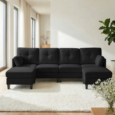 Canapé modulaire en velours côtelé 87 po avec accoudoirs