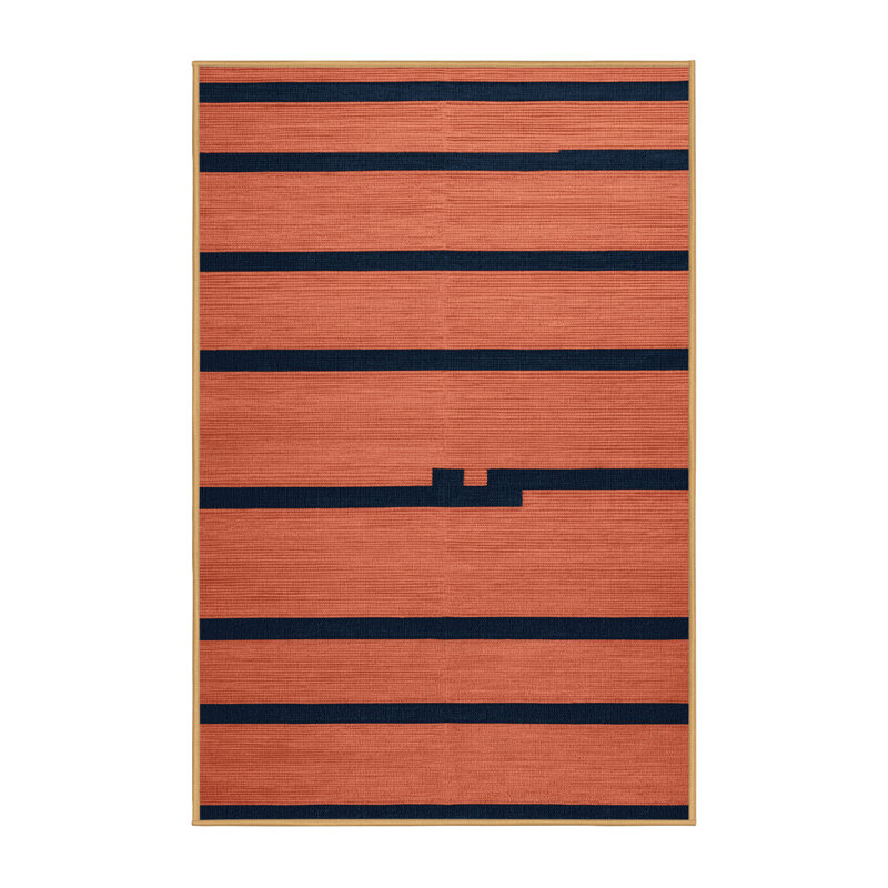 Tapis rose à rayures horizontales lavable à la machine