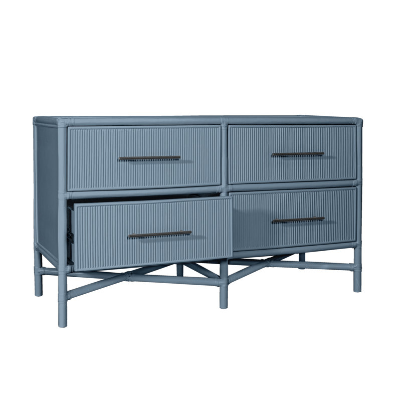 Liam; Juno 4 Piece Bedroom Set, Bleu régate, 4 Pcs: Dresser, Headboard, 2 Nightstands, Grand lit