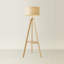 Ismay 149 cm Morrigan Wood Tripod Floor Lamp with Shelf & XL Reni Shade-1931649198-1931688564-1931649187