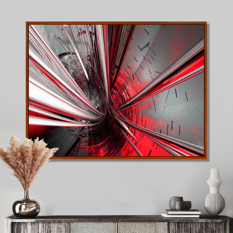 « Fractal 3D Deep into Middle » - Impression d'art graphique, H 12 po x l 20 po, Reproduction avec cadre flottant, Brun
