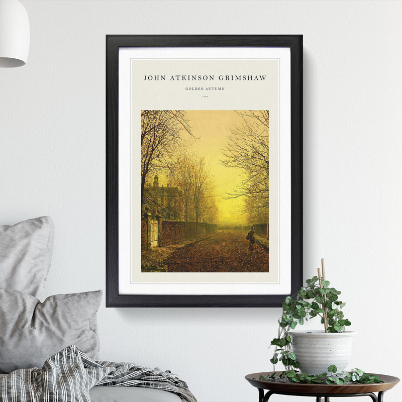Golden Autumn by John Atkinson Grimshaw - Single Picture Frame Print, 36cm H x 27cm W x 2cm D, Black Framed