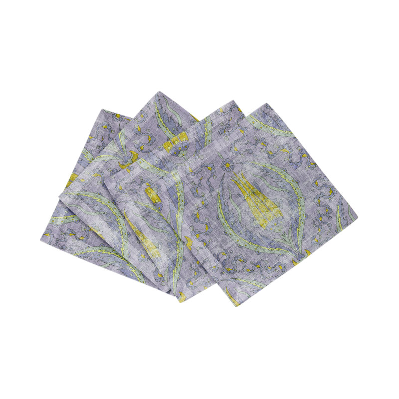 Byzantine Jewel Cotton Sateen Cocktail Napkins, Lilac