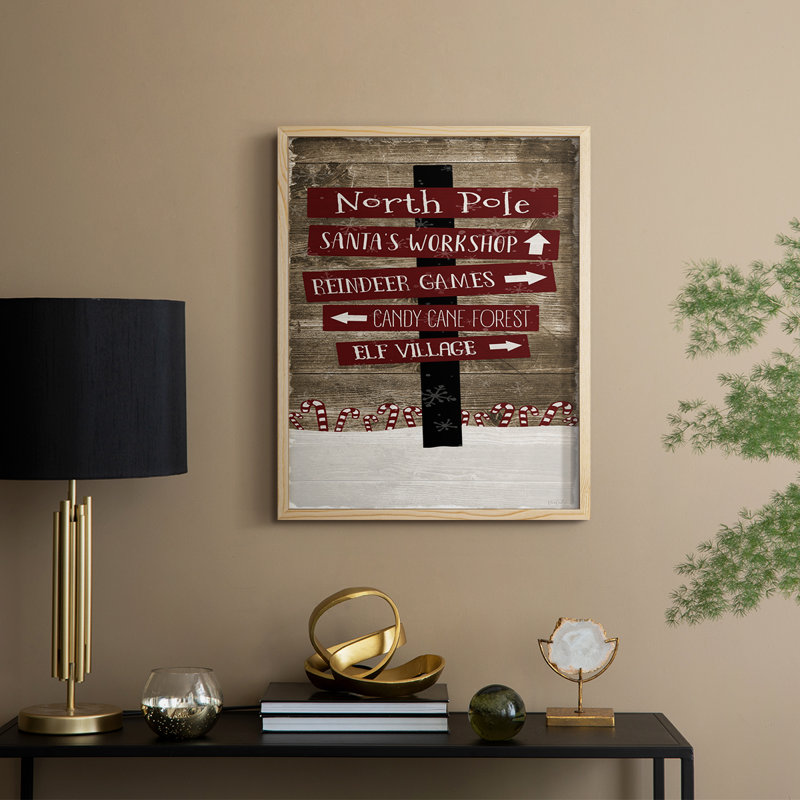 North Pole Framed Print - Solid Wood, 11" H x 9" W, Natural