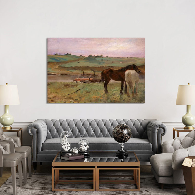 Horses In A Meadow, 1871 by Edgar Degas - Wrapped Canvas Print, 152.5 cm H x 101.5 cm W