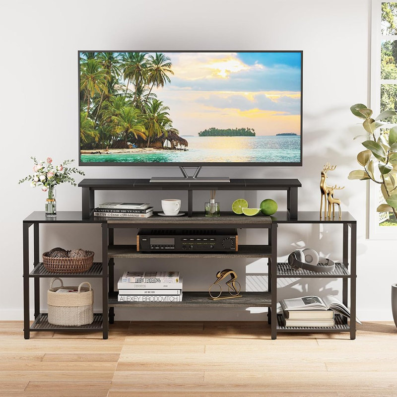 TV Shelf Riser For 32-60 Inch TV With Solid Black Con...