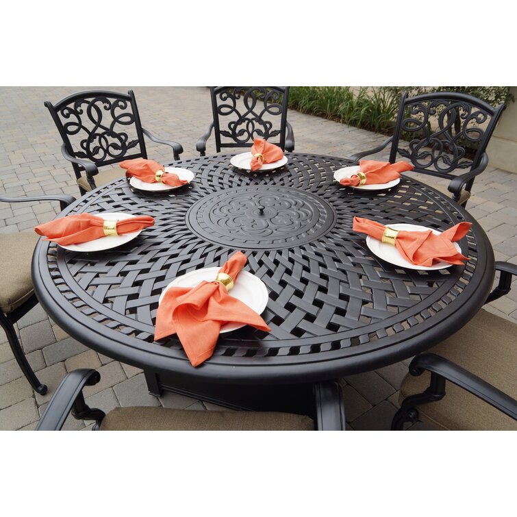 Patio Furniture 7pc Dining Set 60 Propane Fire Pit Table