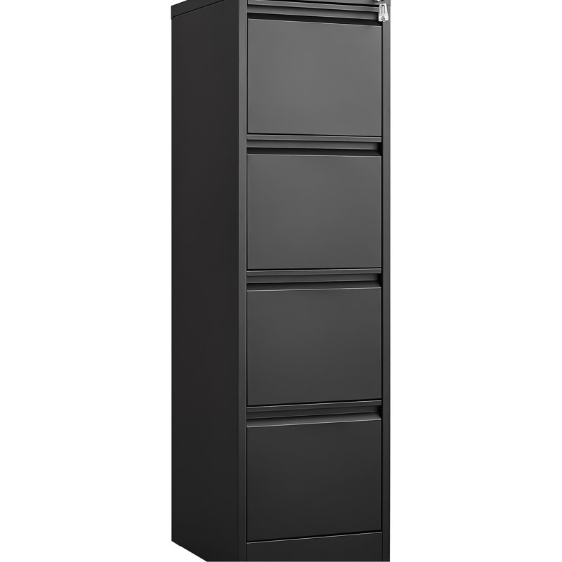 4 Metal Filing Cabinet - Office/Home With Lock And Quiet Rails 4 Drawer For Home Metal, Space, Black