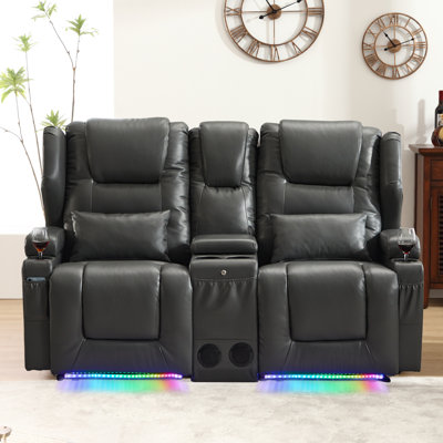 Power Recline Chair Loveseat Rv Sofa With Console, Storage, Usb Charging, Lighting And Cup Holders