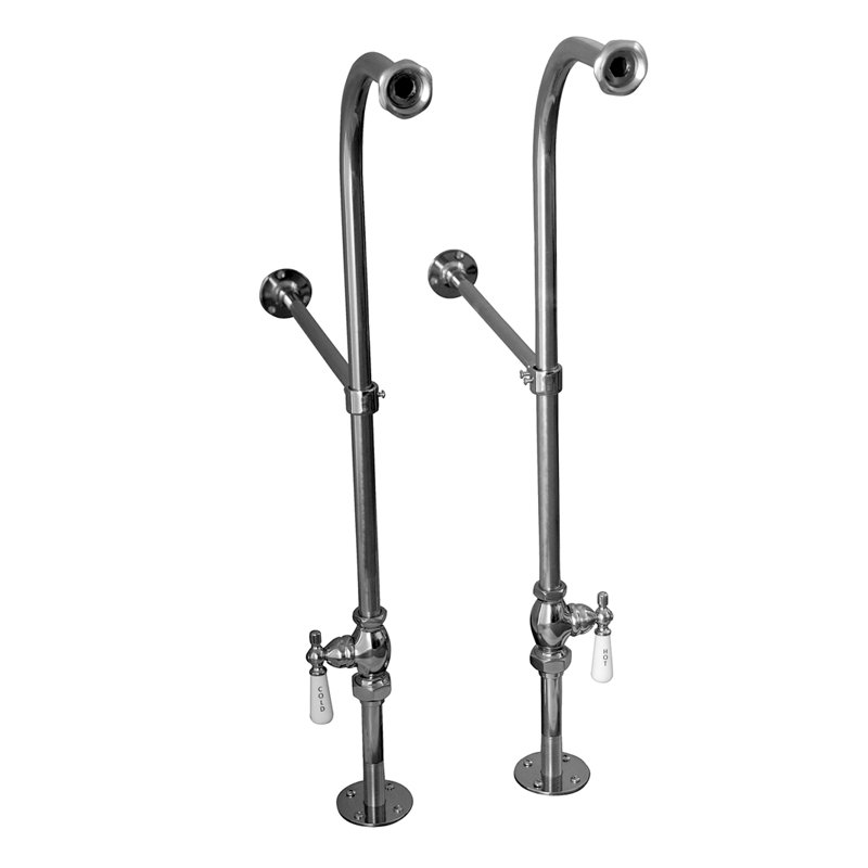 Fournitures sur pied avec poignée levier en porcelaine, Chrome poli