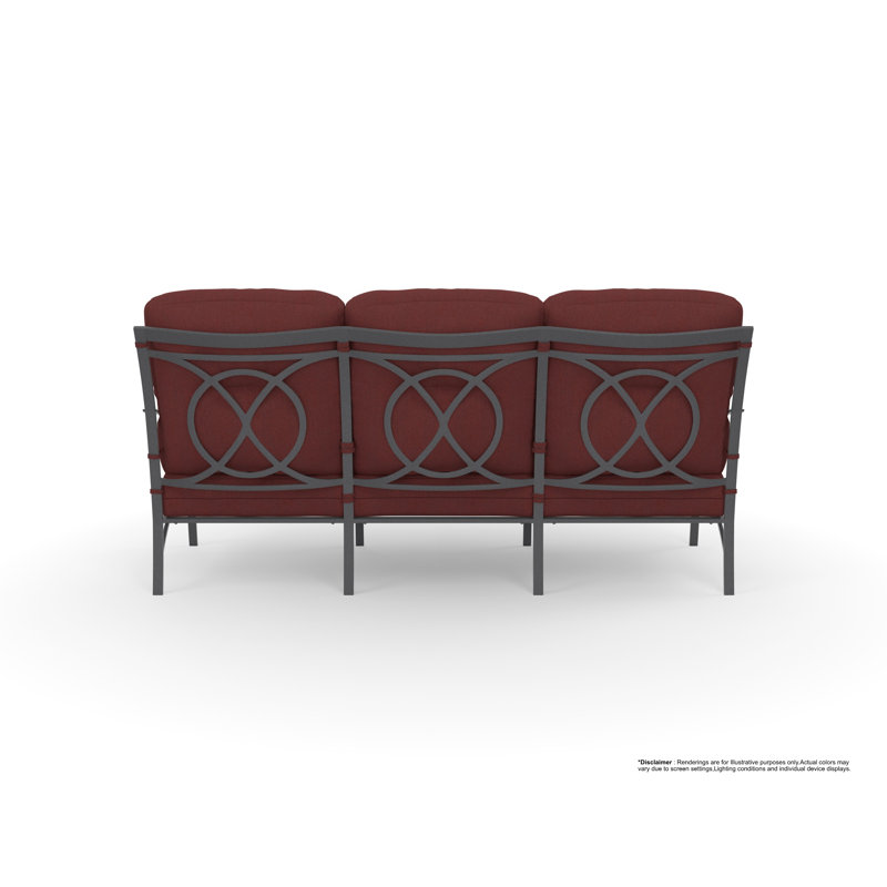 Pasadera Outdoor 3 - Seat Patio Sofa, Trax Burgundy, Graphite
