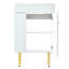 Meuble-lavabo blanc de 21,6 po avec rangement spacieux et porte à fermeture douce, meuble-lavabo à installation simple, blanc, quincaillerie dorée, rangement riche, porte