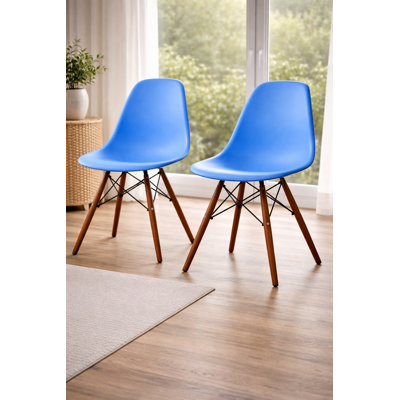 Ashley Plastic Dining Chair With Walnut Base