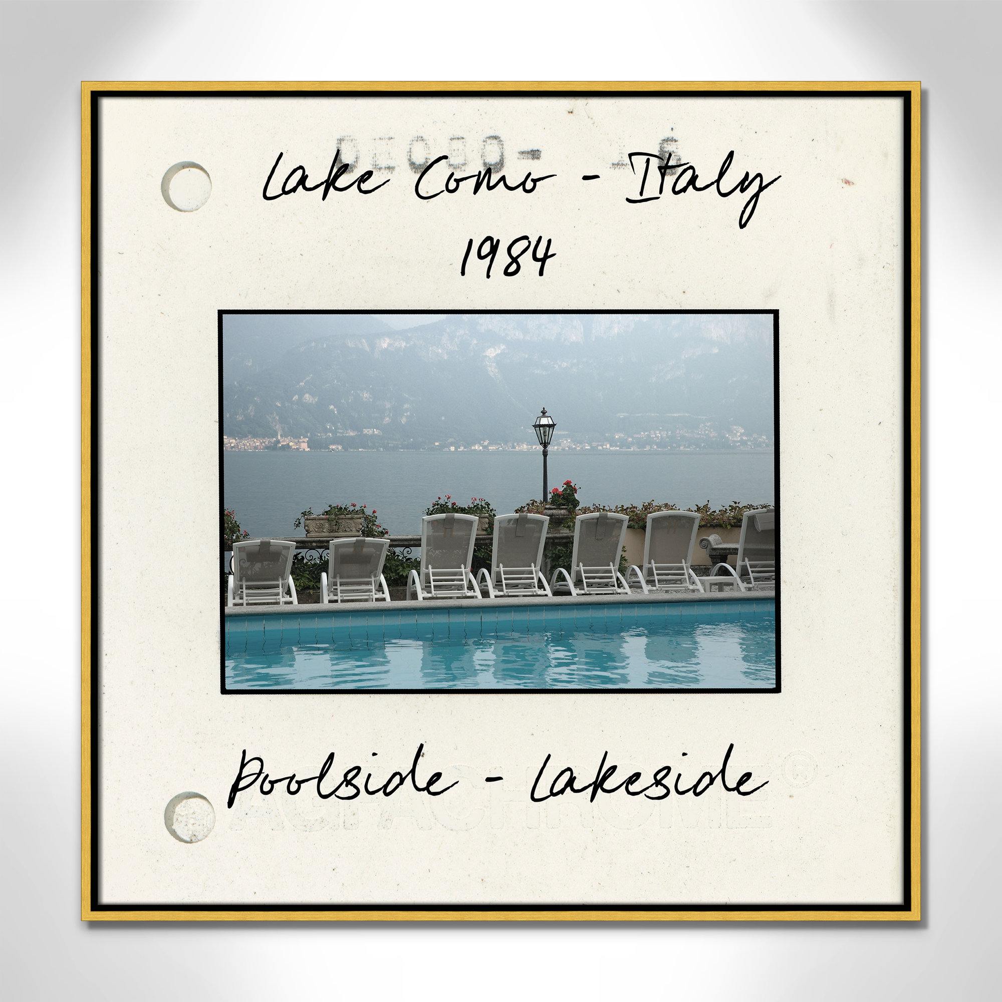 Lake Como, Italy - Poolside Lakeside Print by Danita Delmont, Gold Floater Framed Canvas, 31.5" H x 31.5" W x 2" D