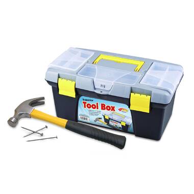 Homak TP00112055 12-Inch Plastic Transparent Toolbox with Tray
