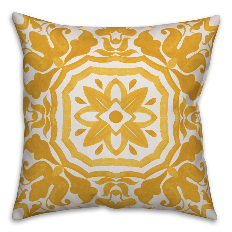 Floral Reversible Throw Pillow, 18" x 18", Yellow