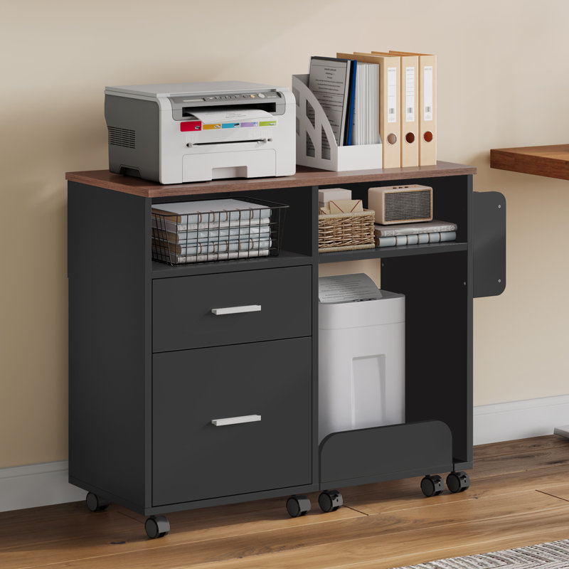 80cm Wide 2 -Drawer Mobile File Cabinet, Black