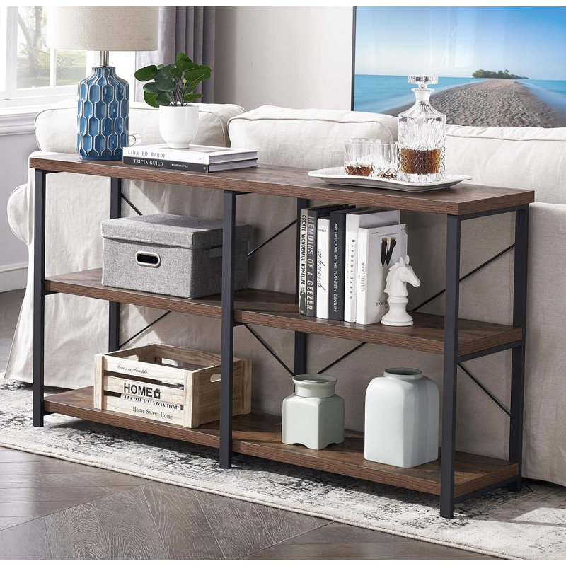 Keedyn Console Table, 30" H x 55.1" W x 13.8" D, Brown/Black