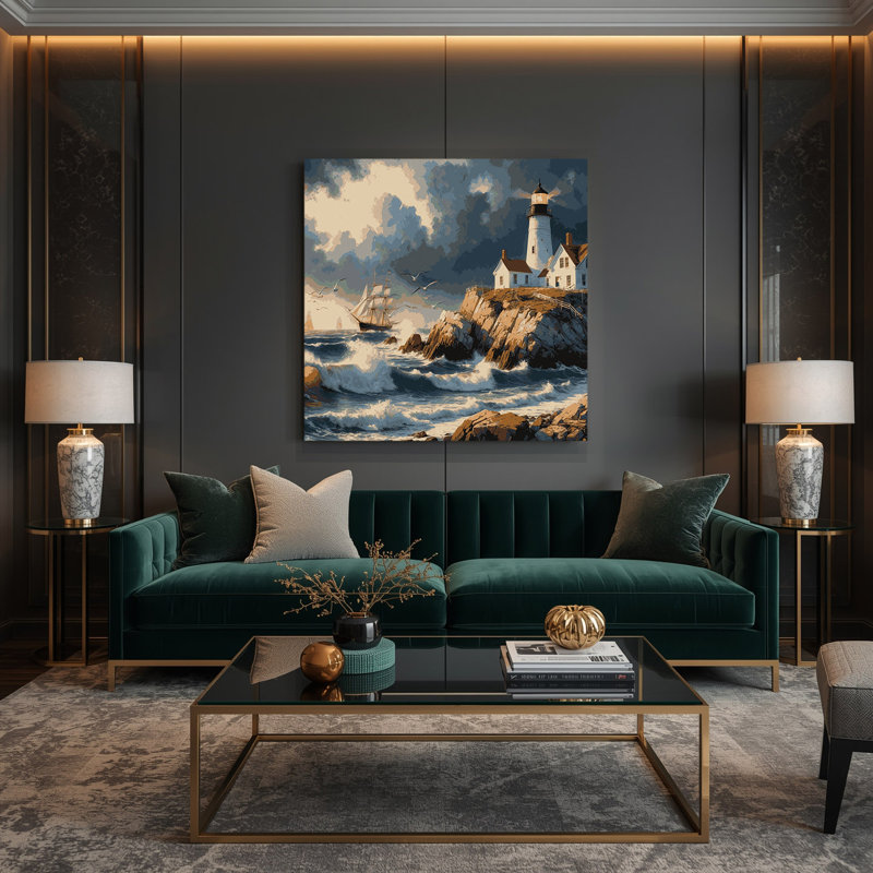 Art mural sur toile noir, "Nautical New England", H 12 po x l 12 po