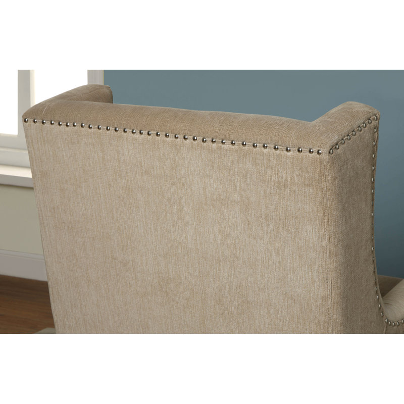 Marlow Upholstered Wingback Chair, Ivory 100% Polyester