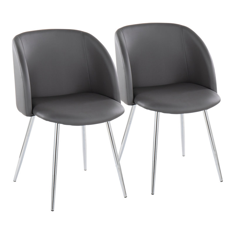 Terrence 18.5" Faux Leather Upholstered Parsons Chairs, Gray