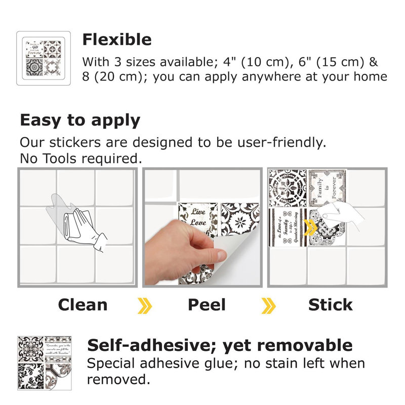 129.03cm W x 129.03cm L PVC Peel and Stick Mosaic Tile
