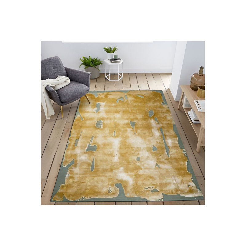 Tapis décoratif multicolore abstrait lavable à la machine, Rectangle 3 pi 3 po x 4 pi 11 po 