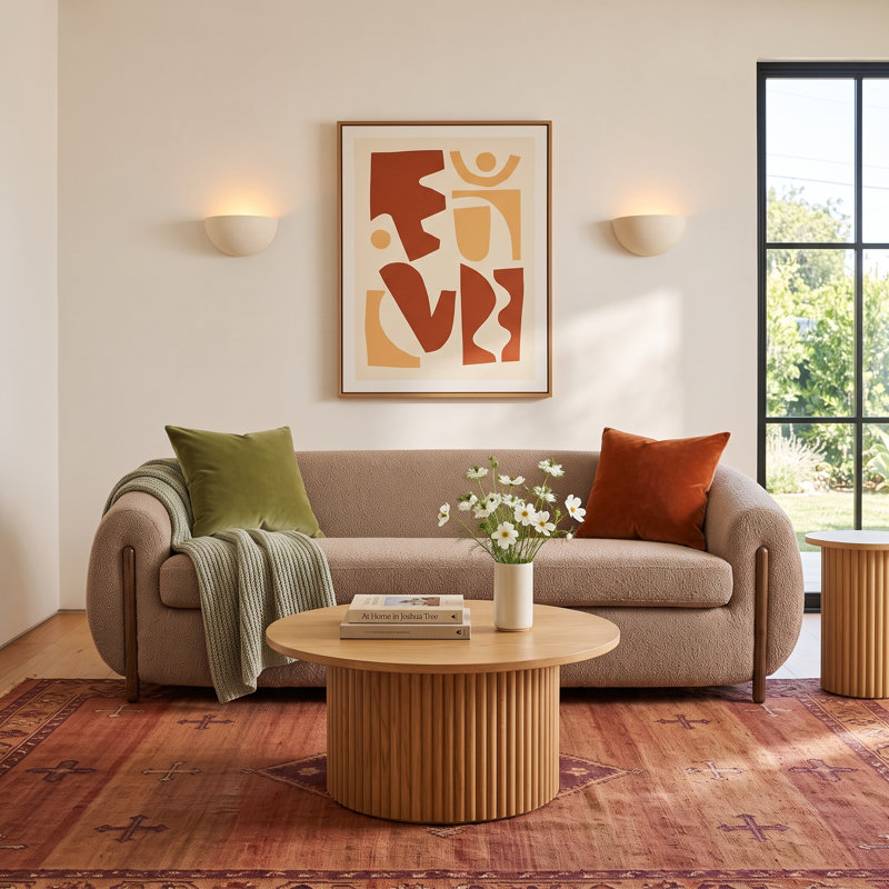 Amaryllis 86.5'' Sofa, Sheepskin Camel Sherpa